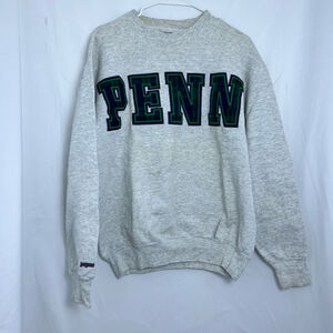 Vintage 1990s Men's Jansport Grey‎ Penn Sweatshirt Size M Plaid Letters Unisex